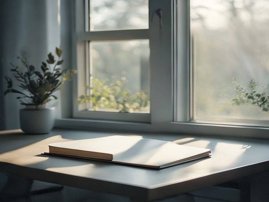Minimalistisk arbeidsrom med fokuserte elementer